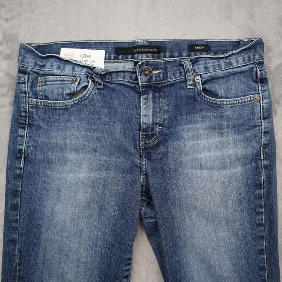 Calvin Klein Pants Womens 30 Blue Flared Mid Rise Medium Wash Denim Button Jeans - Picture 9 of 14